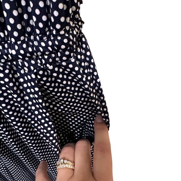 NWT‎ Indigo Rose Navy & White Polka Dot Romper Women's Small - Picture 10 of 12